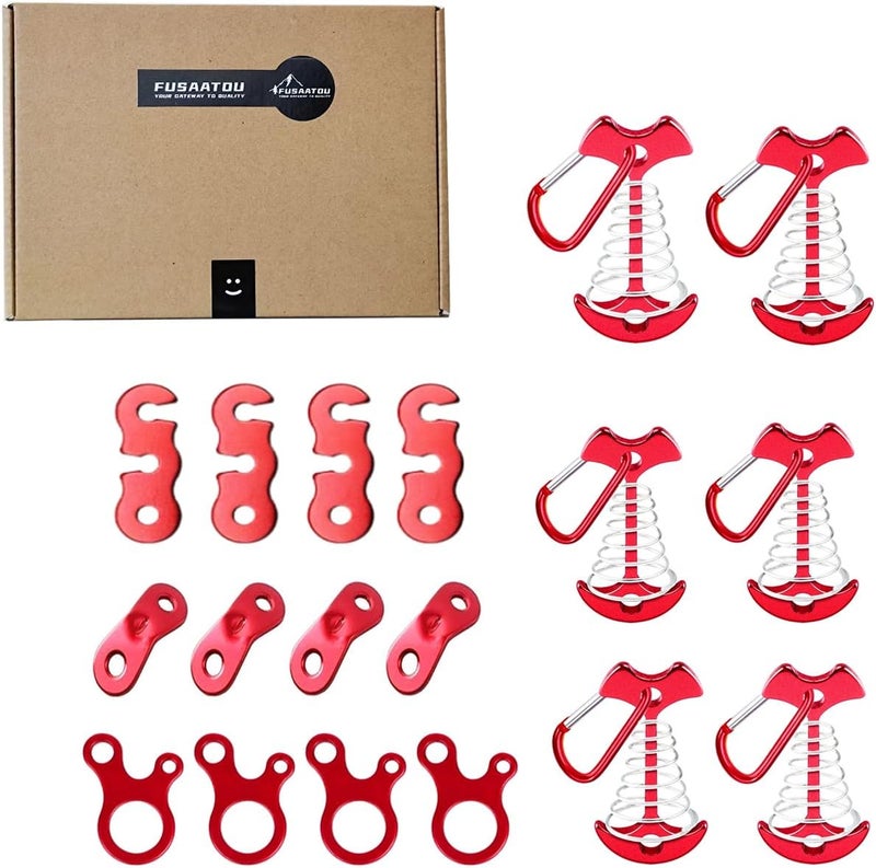 FUSAATOU Rope Tensioners Paracord Tightener Red Guy Lines 4mm Tent String Rope Cinch for Tent Tarp - Image 1